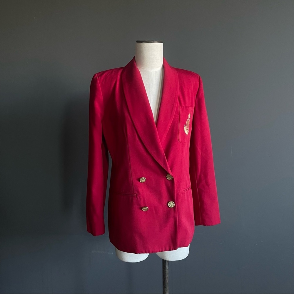 Vintage Norton McNaughton Red Crest Blazer Collegiate Academia Old Money Paris